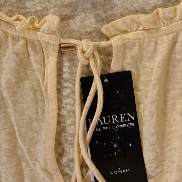 Lauren by Ralph Lauren Tie Front Women’s  Blouse, Yellow, NWT - Picture 2 of 3